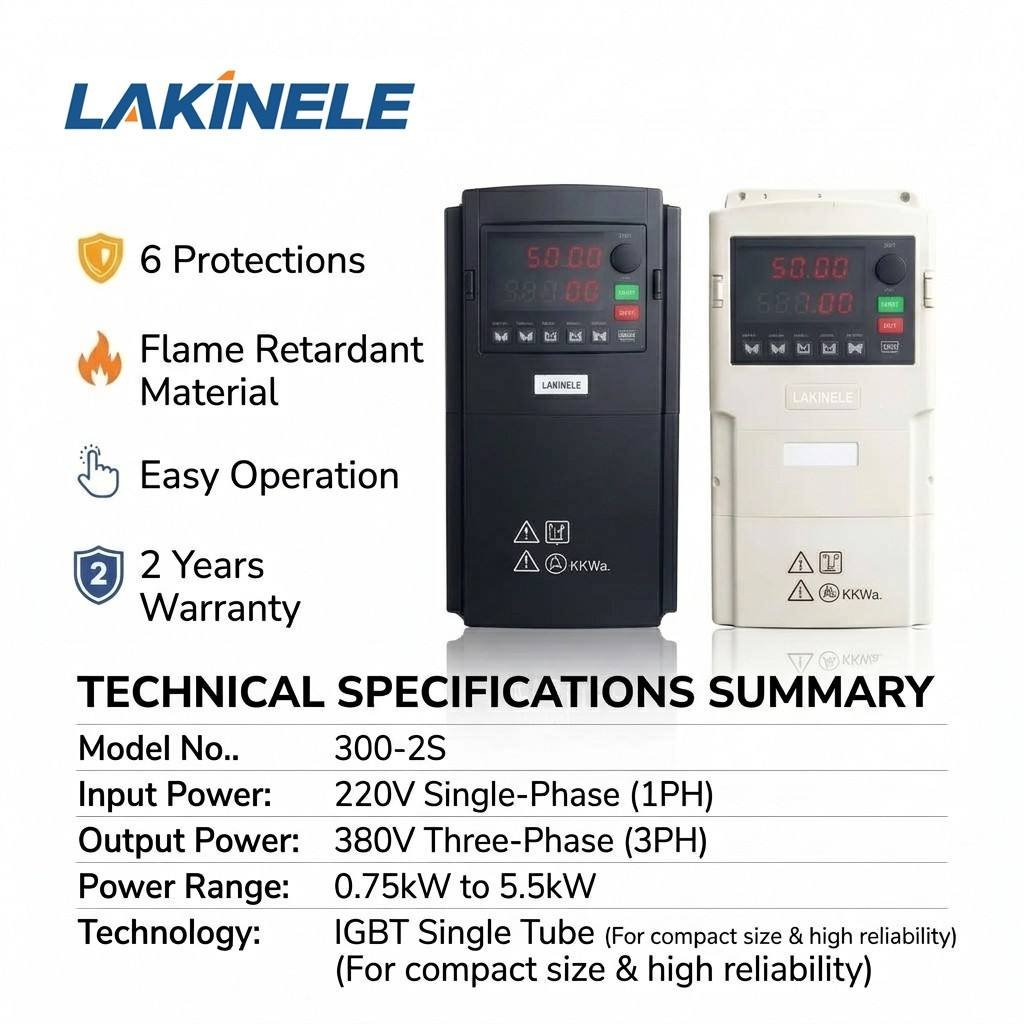300 Series 1PH to 3PH VFD 220V/380V Vector Control 4KW